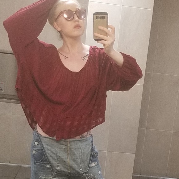 30-50% OFF BUNDLES! FREE PEOPLE TUNIC BLOUSE LONG SLEEVED SHIRT SIZE MEDIUM TOP - Picture 2 of 8